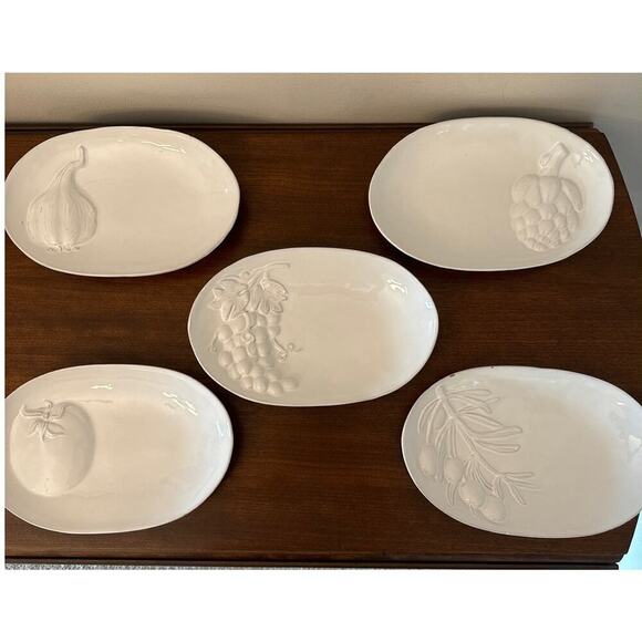 Michael Updike for Moriposa Set of 5 Vintage Oval Plates White - Picture 1 of 10